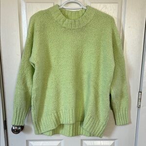 Old Navy Light Lime Green Plush Oversized Crewneck Knit Sweater Size S